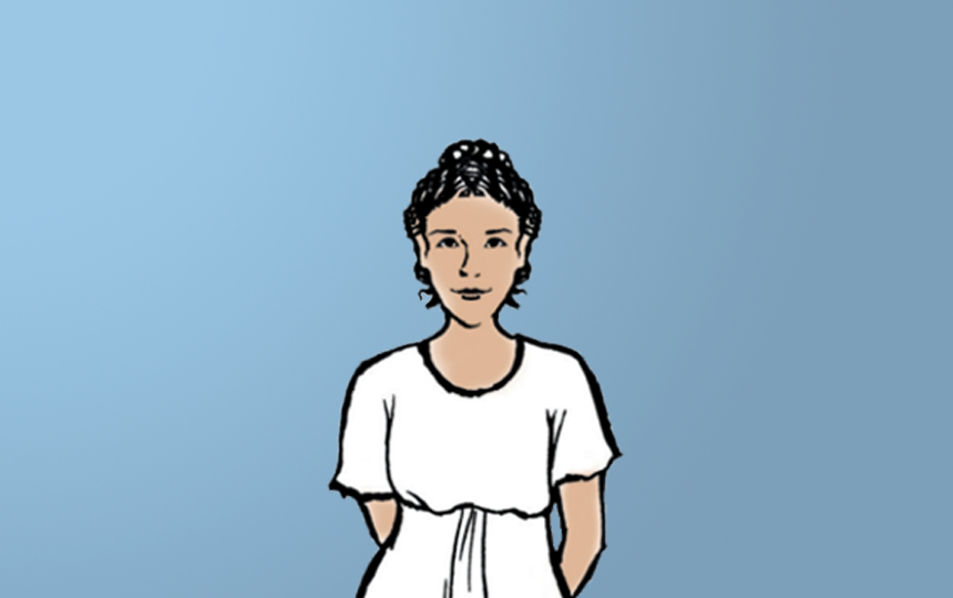 An illustration of Lucia, the daughter of Caecilius and Metella, from the Cambridge Latin Course