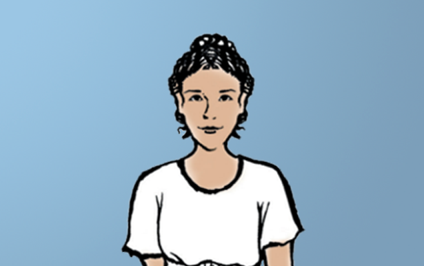 An illustration of Lucia, the daughter of Caecilius and Metella, from the Cambridge Latin Course